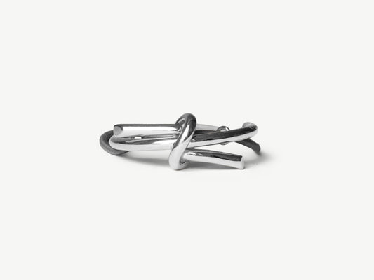 clōw atelier small knot hair accessory on elastic, silver white gold, elegant for ponytail or bun